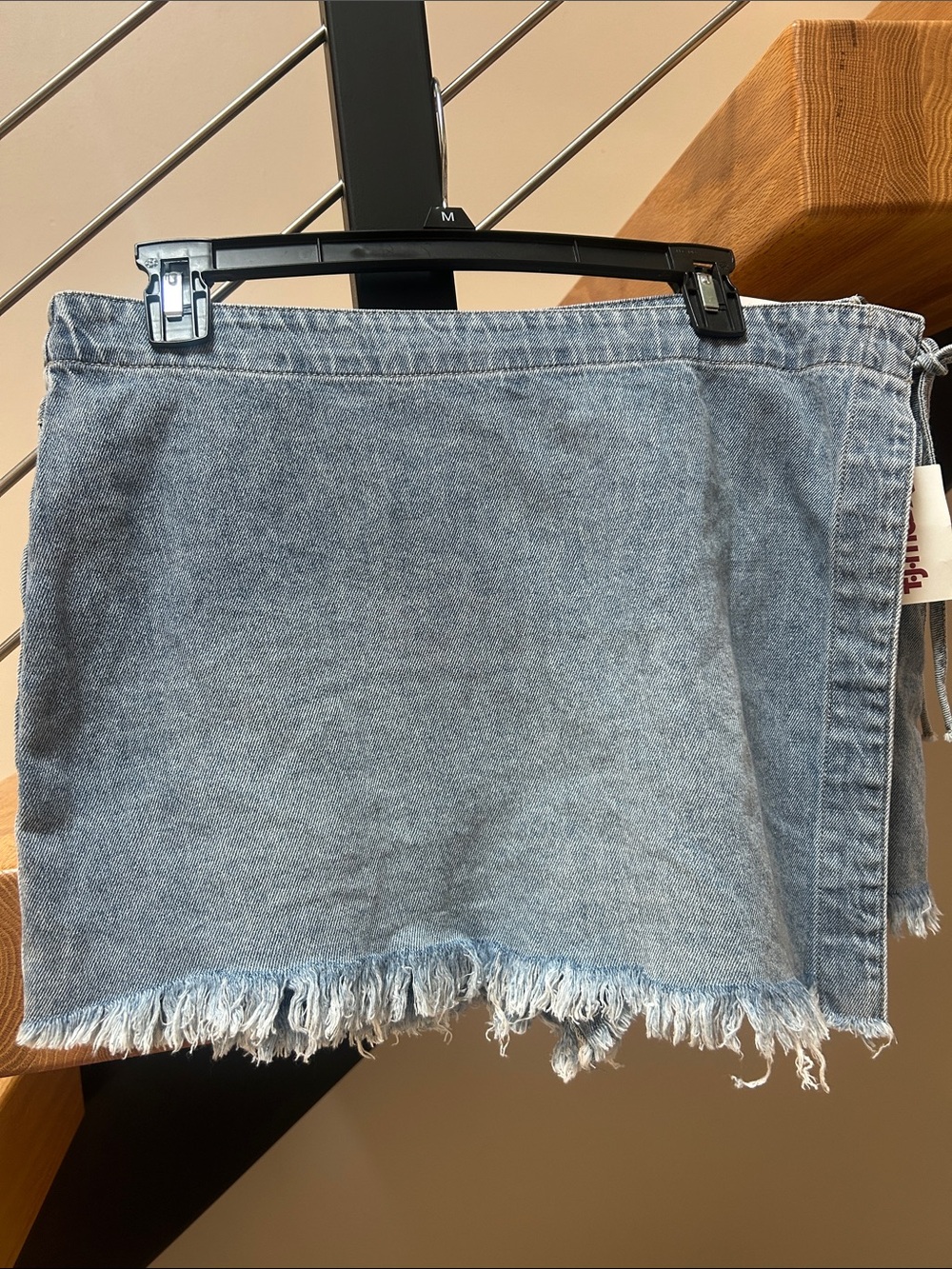 Casual Fray Hem Denim Skort in Light Blue
